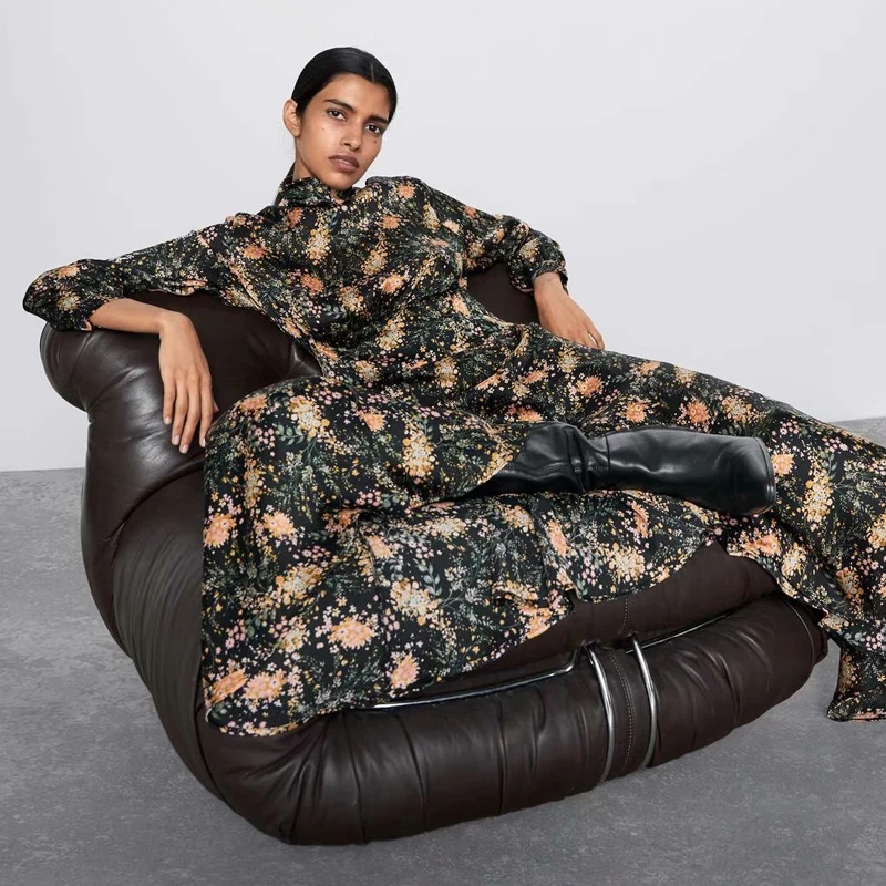 Новинка 2020 женское платье с принтом весеннее бохо Ретро стиль миди