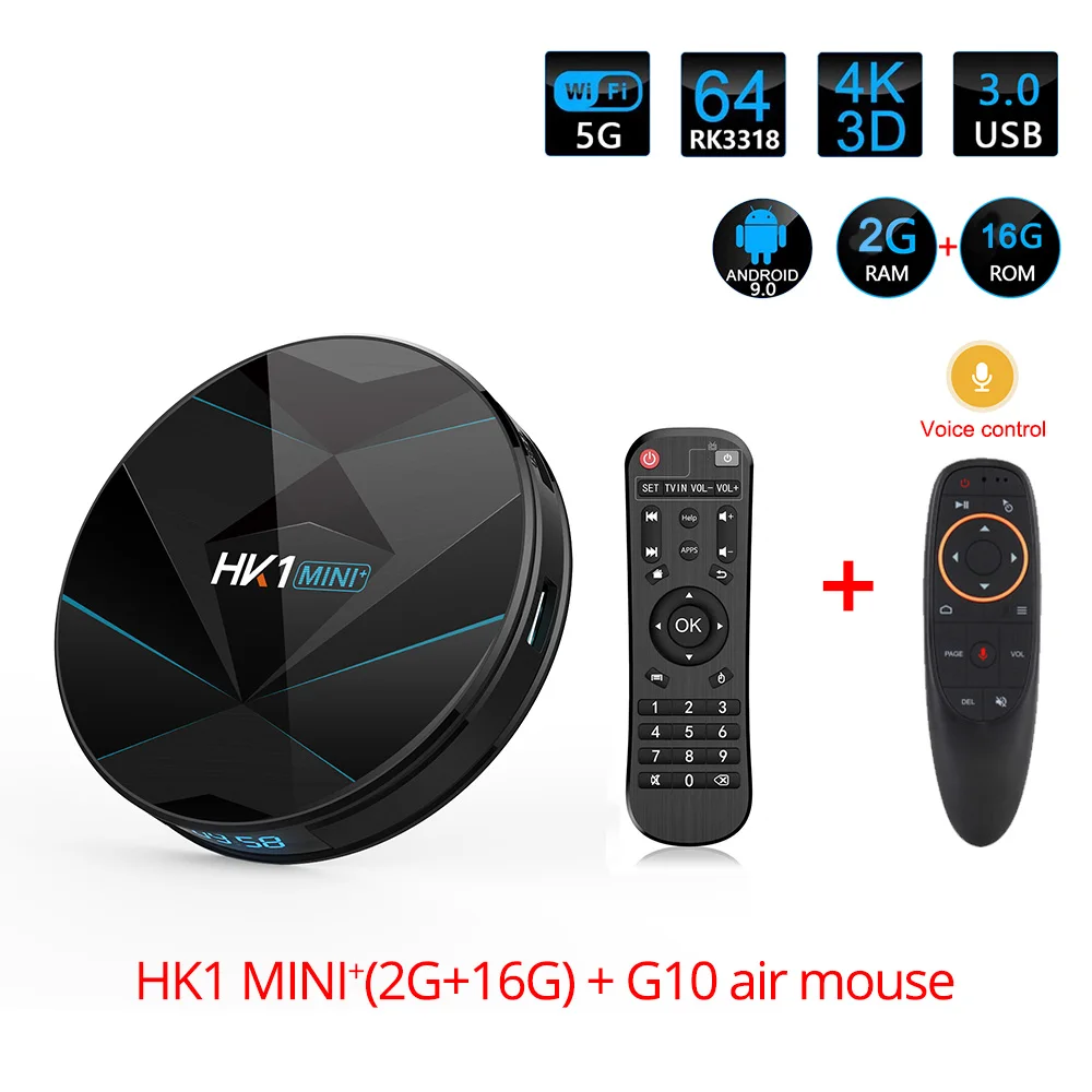 HK1MINI 2 16G G10 Touyinger HK1 мини палка для селфи+ Android 9,0 ТВ коробка RK3318 Quad-Core 64bit Cortex-A53 2/4GB 16 GB/32 GB/64 GB 2,4G/Wi-Fi 5 ГГц Wi-Fi Bluetooth H.265 4K USB - Цвет: HK1MINI 2 16G G10