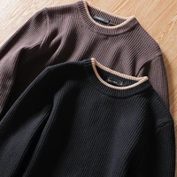 autumn winter new original long sleeve o neck pineapple striped sweater mens fashion japanese loose casual knitted pullover
