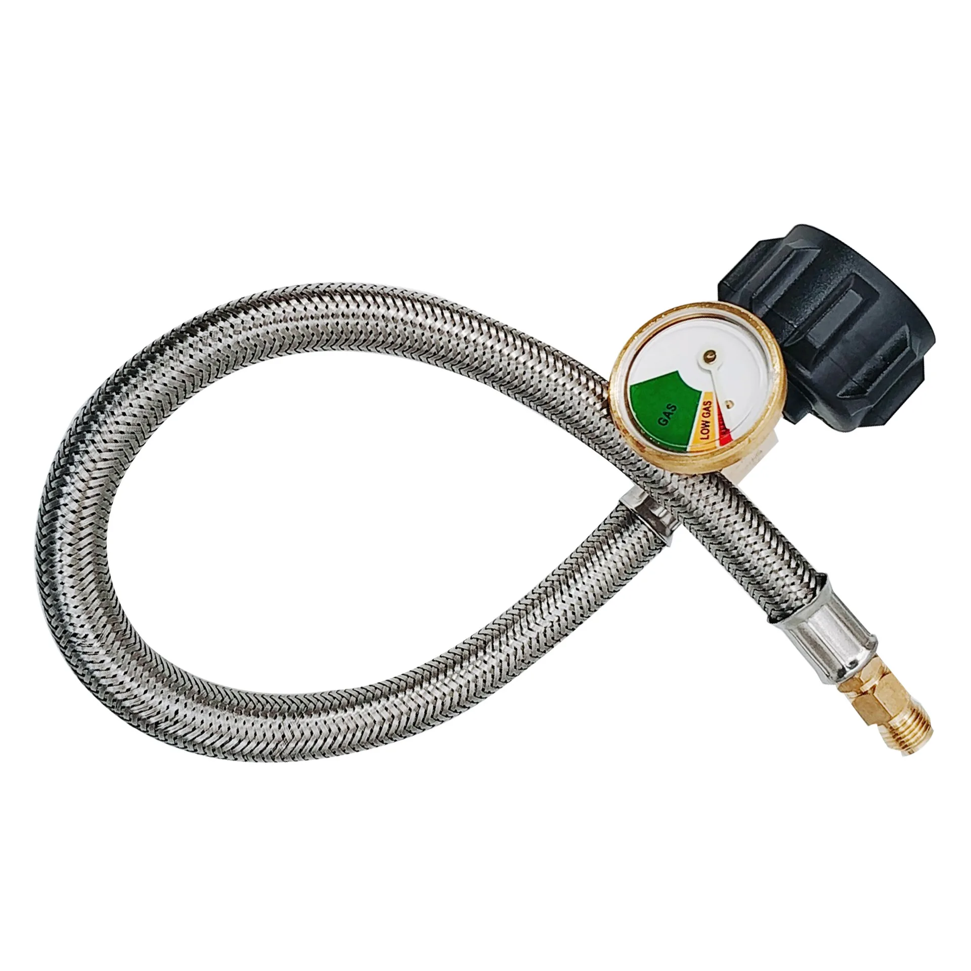 

Pressure relief valve accessories 18" stainless steel wire high pressure connection pipe 1/4" with two pressure gauges