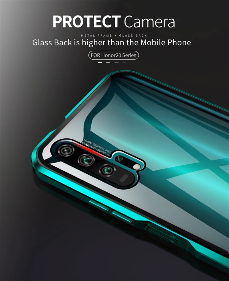 Роскошный Магнитный поглощающий металлический флип-кейс для huawei Honor 20 20i 20Pro Lite, чехол для телефона, двустороннее стекло Honor20 Pro i
