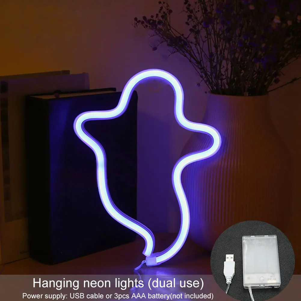 

Home Children Room Kids Ornament Party Festival Decorative Holiday Hanging Neon Light Gift Ghost Shape Halloween Decor