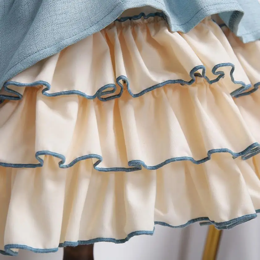 

Winter New Spanish Lolita Princess Dress Long Sleeve Bow Lace Stitching Ball Gown Birthday Party Easter Dress For Girls L651