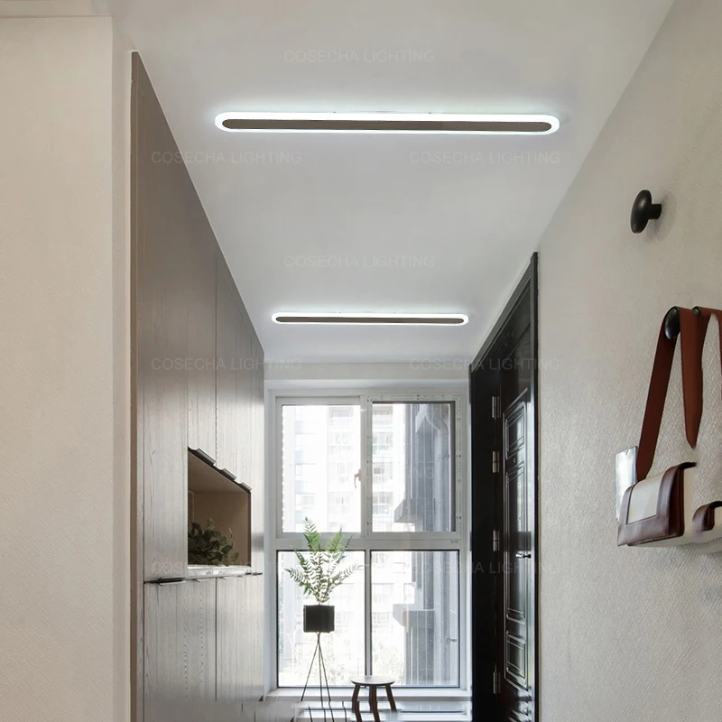 

Modern white ceiling lights long LED dimmable ceiling lamp for office balcony bathroom ultra thin acrylic iron flush mount light
