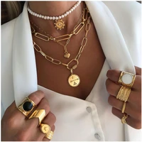 inregular fresh natural chokers multilayer necklace jewelry for women party coin pendant jewelry