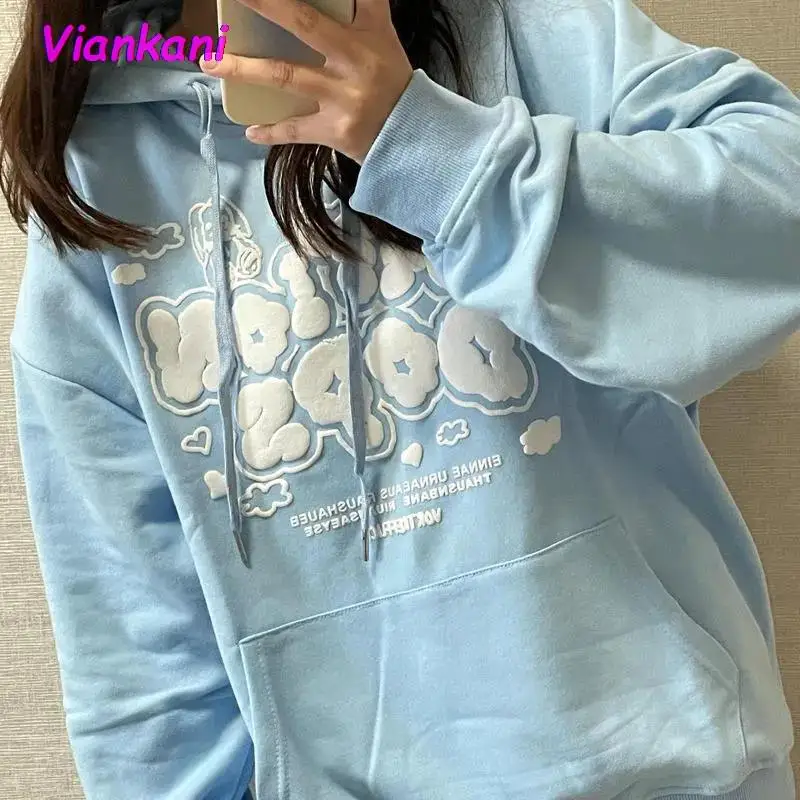 

Винтажные женские толстовки в японском стиле преппи 2021 милые толстовки оверсайз в стиле Харадзюку С буквенным принтом Ulzzang милые толстовки