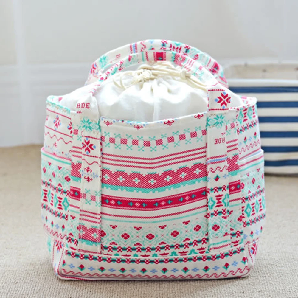 Объемная хлопковая и льняная тканевая теплоизоляционная сумка трехслойная