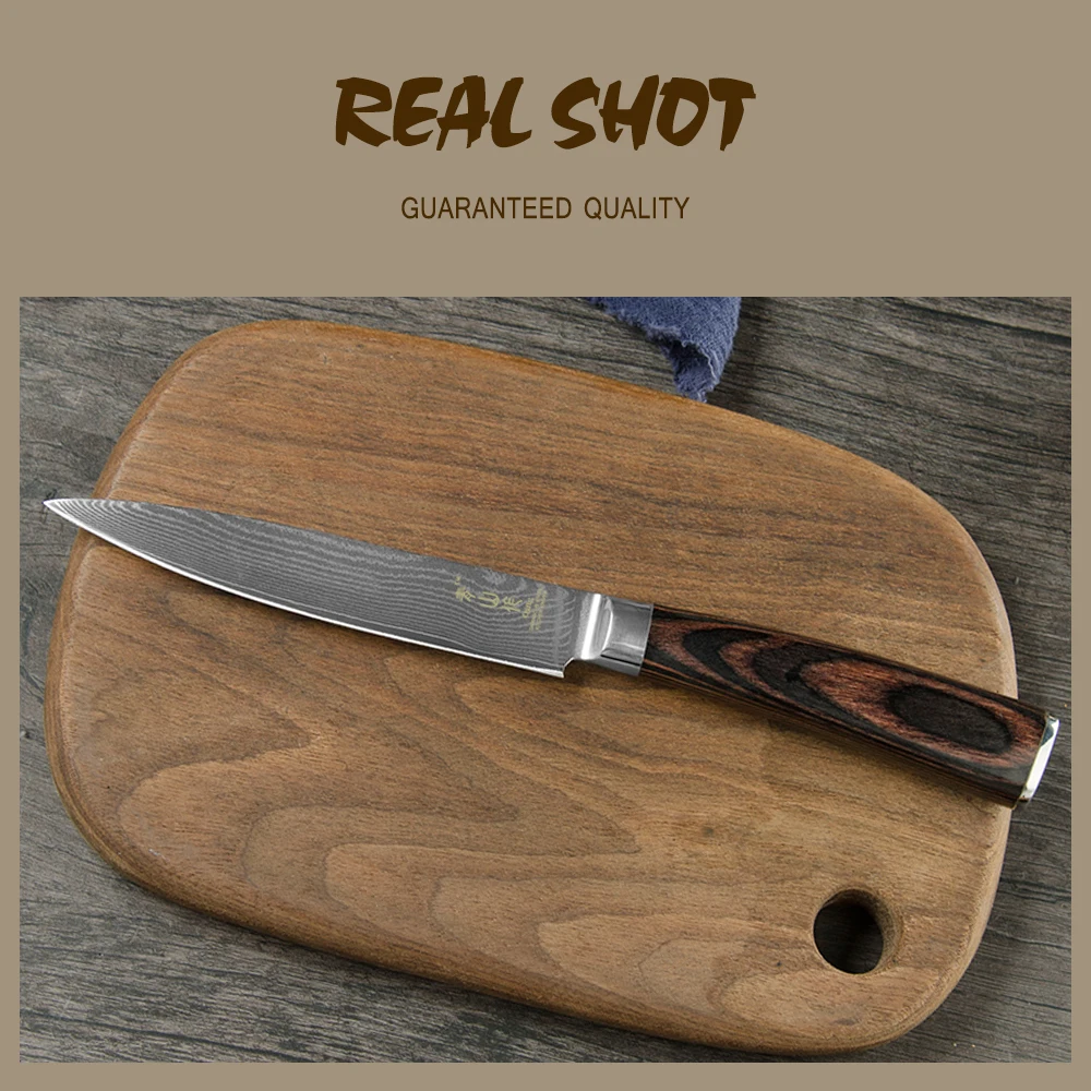 Off 5 дюймов нож 67 слоев Дамасская сталь кухонный для резки мяса профессиональный