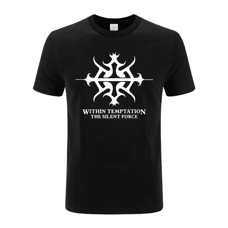 

Hot Sale 2021 Fashion Men Cotton Casual Short Sleeve T Shirt Punk Style Brand Summer Within Temptation Band Print T-shirt