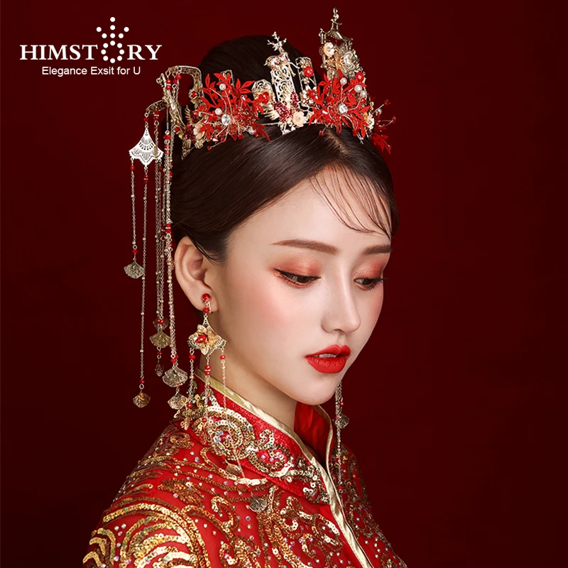 Свадебный головной убор в традиционном китайском стиле HIMSTORY свадебный аксессуар