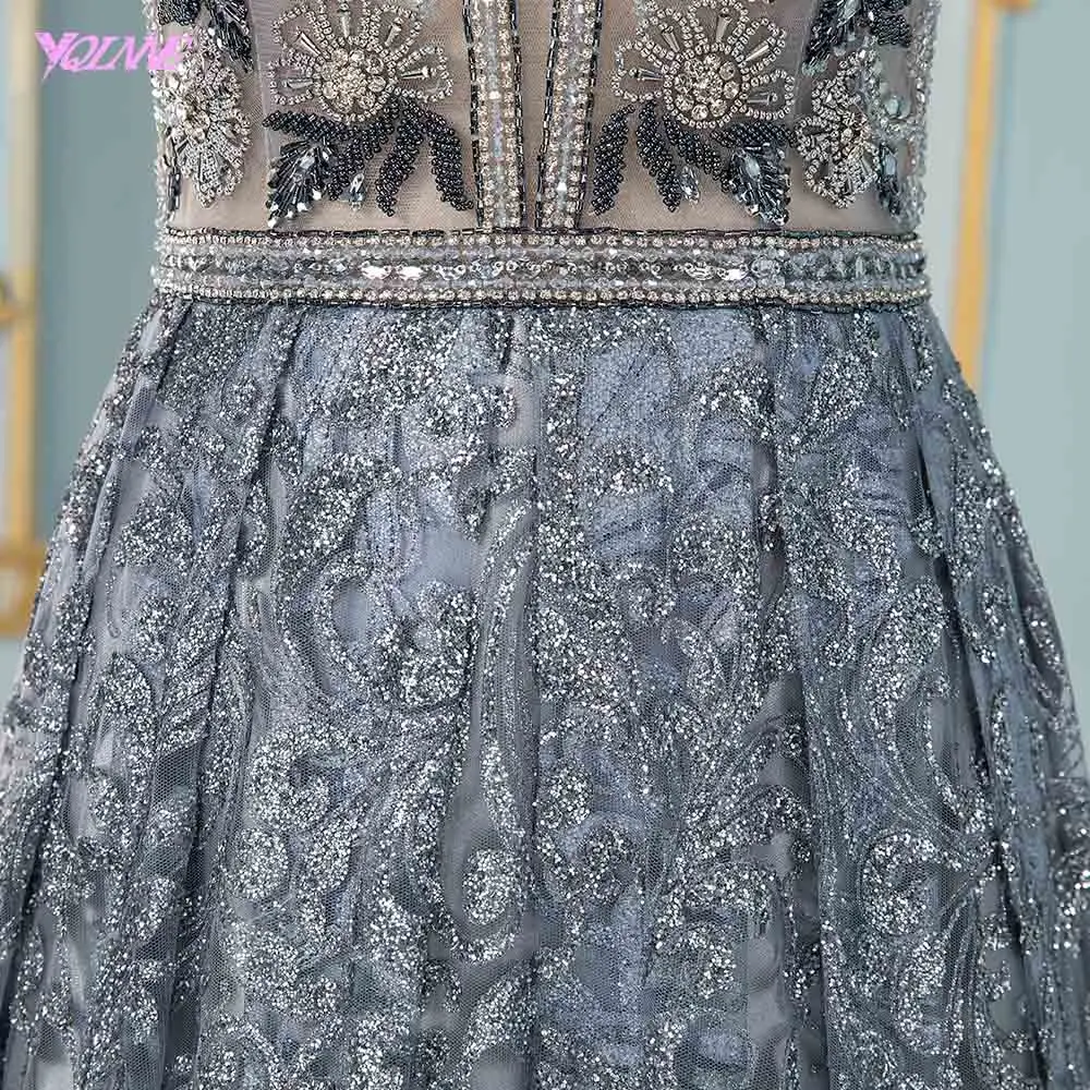 Женское вечернее платье YQLNNE длинное блестящее с глубоким v-образным вырезом и