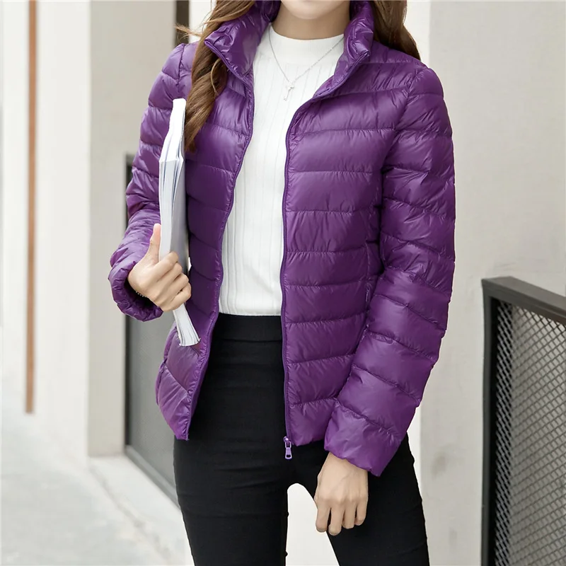 

2020 autumn and winter new style stand-up collar slim fashion plus size down jacket jacket women's lightweight down jacket short