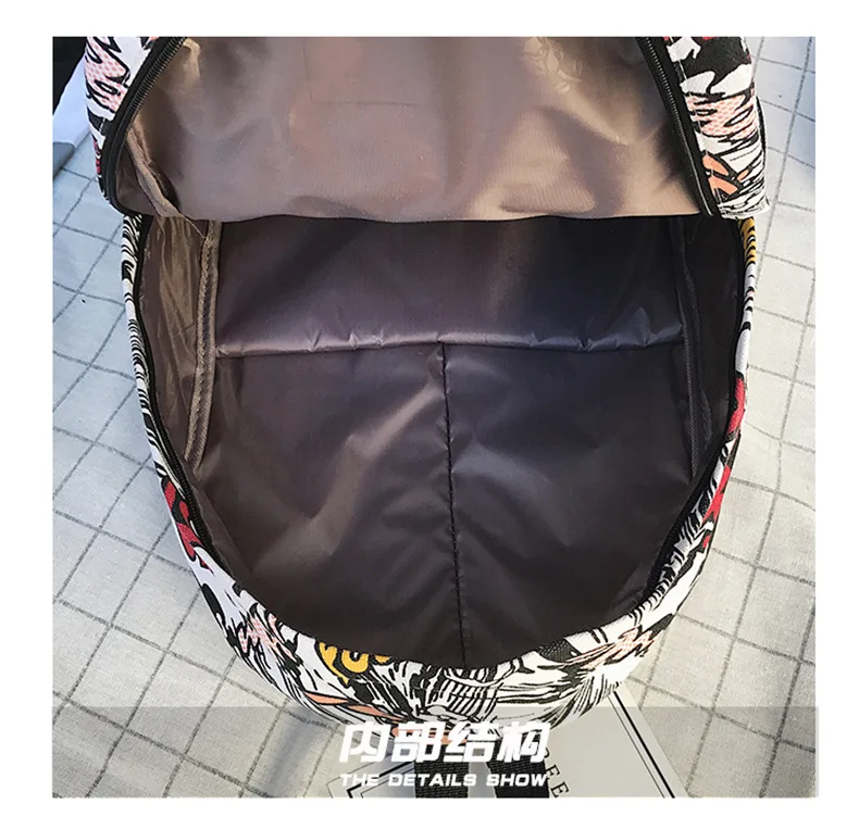 New backpack female cartoon alphabet doodle personality wild backpack men and women shoulder bag mochila