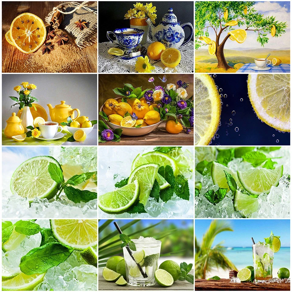 

AZQSD 5D алмазная вышивка полная выкладка лимон Алмазная мозаика фрукты алмазная живопись вышивка крестиком декор для дома