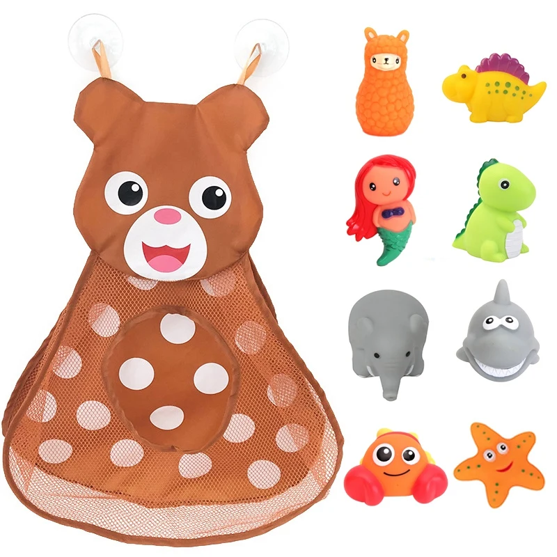 

8PCS Baby Bath Toys Set Flashing Color Changing Light in Water Floating Bathtub Toys with Storage Bag for Kids