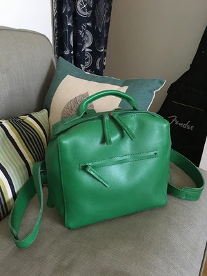 dark green Vendange оригинальная женская сумка винтажный кожаный рюкзак женская простая коробка модная кожаная сумка 2357 - Цвет: dark green