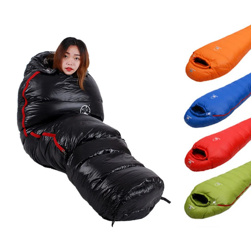 

Outdoor camping sleeping bag White Goose Down Filled Adult Sleeping Bag Ultralight folding Lazy Bags Winter warm Outdoor Travel