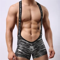 aiiou sexy mens underwear leopard bodysuit overalls sexy gay men bodysuit undershirt bodybuilding leotard costume glod silver