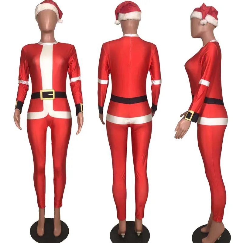 

Women Christmas Jumpsuit Santa Claus Cosplay Clothes Female New Christmas Outfits