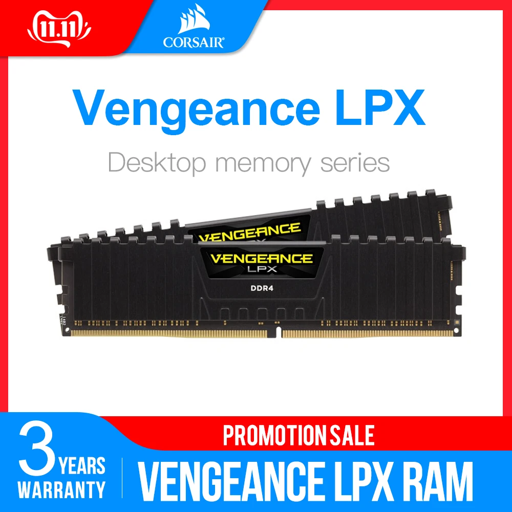 Оперативная память CORSAIR Vengeance LPX 4 ГБ 8 ГБ 16 ГБ 32 ГБ DDR4 PC4 2400 МГц 2666 МГц 3000 МГц 3200 МГц модуль Настольный ПК Оперативная память Память DIMM