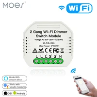 2 gang diy wifi smart 2 way light led dimmer module switch smart lifetuya app remote control work with alexa google home