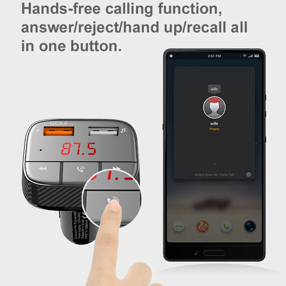 Bluetooth 5 0 FM передатчик Встроенный микрофон автомобильный комплект свободные руки