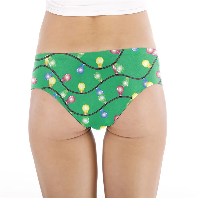 Пикантные Рождественские огни цифровая печать рождественские трусики танга для
