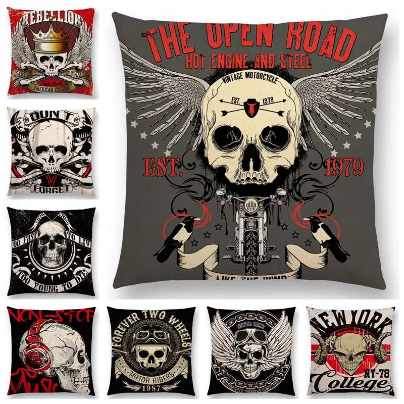 Чехол для подушки металлический чехол рок панк Череп голова дьявол Паровая