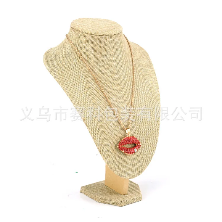 Linen Portrait Jewelry Display Necklace Display Rack Stand Holder Jewelry Mannequin Bust Pendant Necklace Window Display