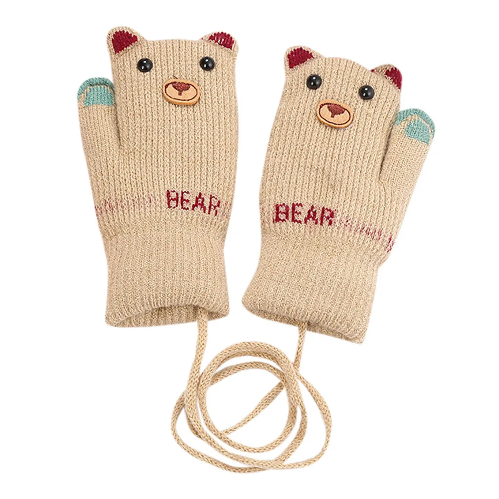 Дети Мальчики Девочки Зима милый мультфильм животных теплые вязаные перчатки