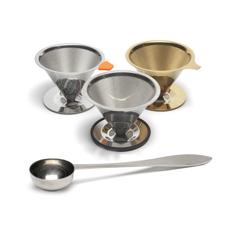 304 кофейные фильтры из нержавеющей стали с держателем и ложкой для многократного