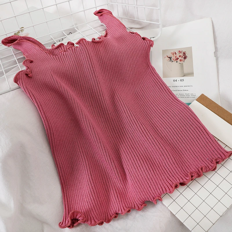 Майка OUMEA Женская трикотажная в рубчик кроп-топ однотонная повседневная майка с