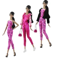 11 5 pretty pink jumpsuit doll clothes for barbie clothes set outfits coat handbag casual wears 16 bjd dolls accessories toys