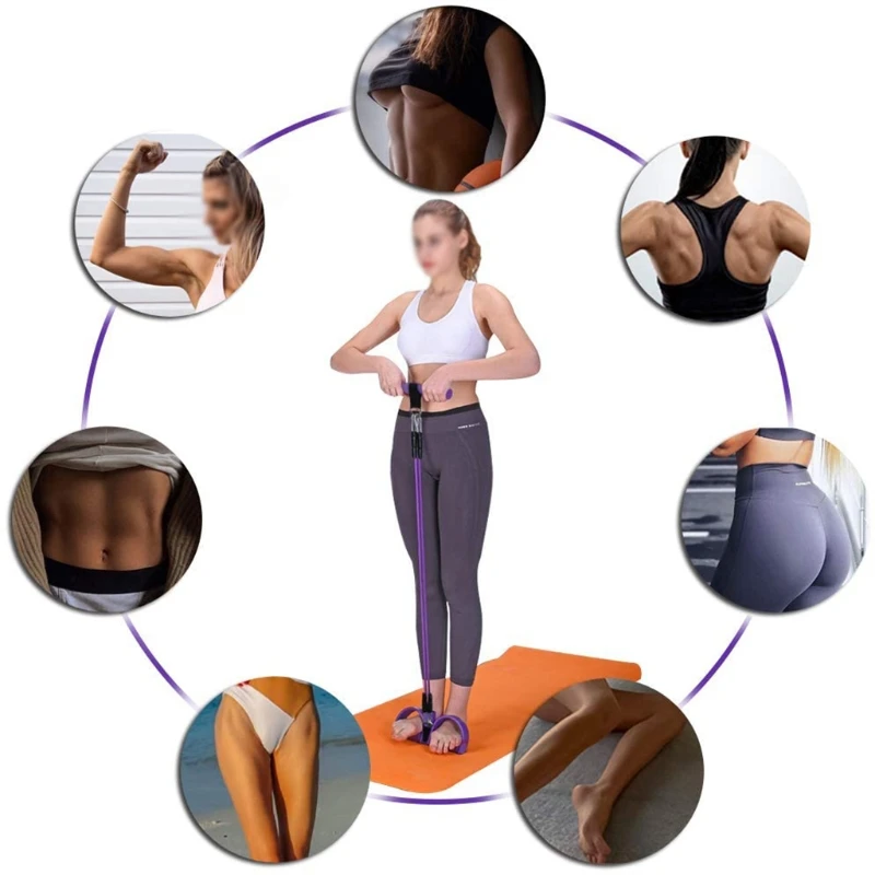 

Pedal Resistance Band 4-Tube Elastic Pull Rope Sit-up Equipment Leg Stretching