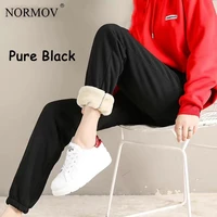 normov women winter pants cold resistant solid plus velvet thick sweatpants stretchy comfortable keep warm and fleece trousers