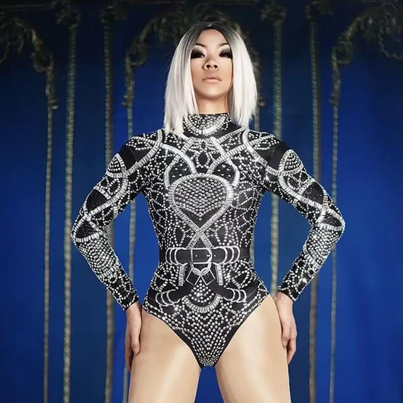 

Женские вечерние комбинезоны, облегающий купальник стразы, модные эластичные боди с кристаллами, костюмы для ночного клуба, диджея, джаз, пе...