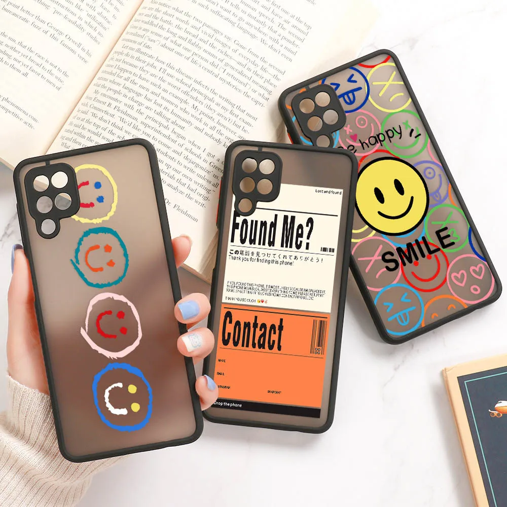 

Smiley Case For Samsung Galaxy A32 A72 A52 A51 A71 A31 4G 5G Soft Bumper For M31 M11 Note 10 20 Ultra 8 9 Matte PC Back Cover