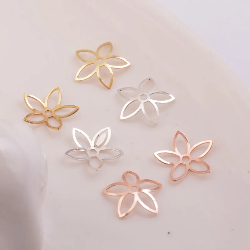 50 шт. 11 мм филигранные Серебристые розовые золотые бусины латунные цветы штамп