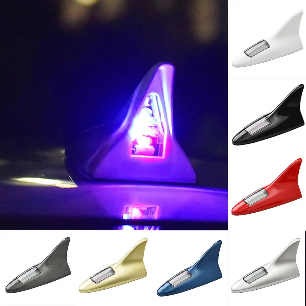 

Car Decoration Lights Car Auto Shark Fin Antenna Roof And Tail Modified Lights Anti-collision LED Flashing 8 Lights