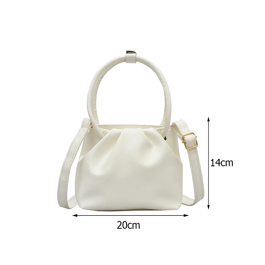 

Fashion Women PU Leather Pleated Shoulder Crossbody Bags Solid Color Messenger Bag All-matchLadies Daily Top-handle Handbags