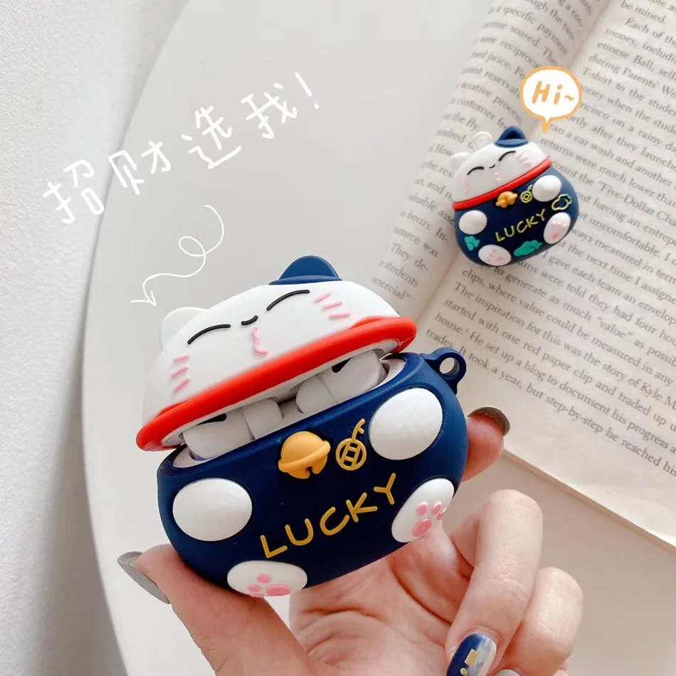 blue cat Для AirPods Pro Чехол 3D Милый Забавный инопланетянин кавайный мультяшный чехол для наушников для AirPods 3 Мягкий защитный чехол с крючок карабина - Цвет: blue cat