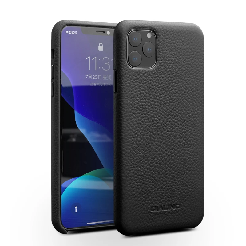 QIALINO Модный чехол накладка из натуральной кожи для Apple iPhone 11/11 Pro Ультратонкий