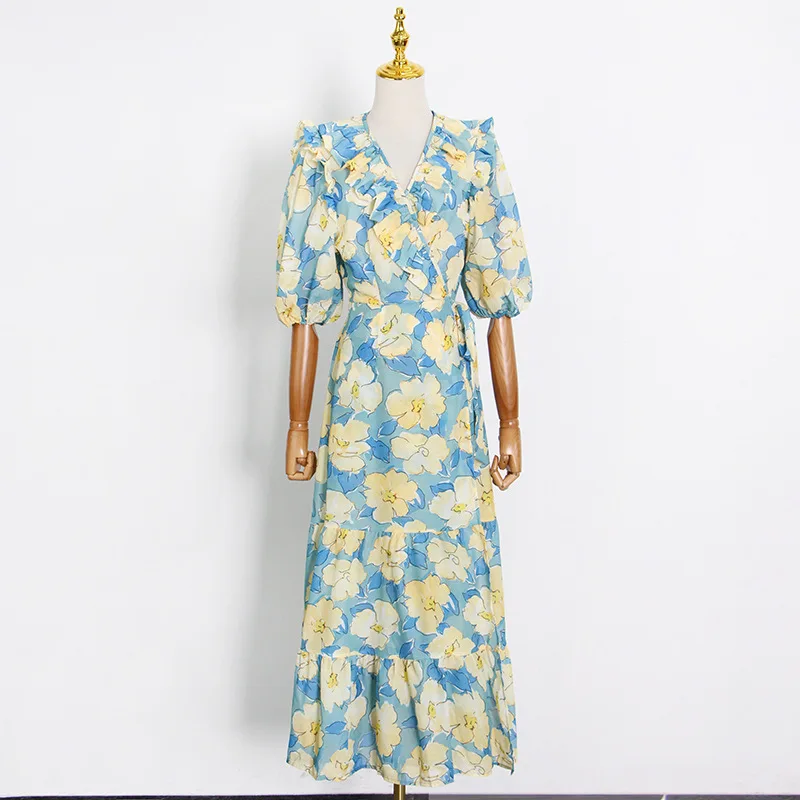 

2021 Spring New Style Large V-neck Waist Tie Sexy Party Long Beach Lace Bodycon Dress Elegant Vintage Boho Ladies Dresses Gothic