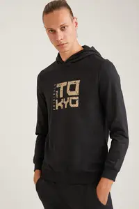 DeFacto осенне-зимние мужские трикотажные Токио напечатаны Slim Fit толстовка с круглым вырезом спортивный образ на каждый день с длинным рукавом теплые Повседневное нового сезона-