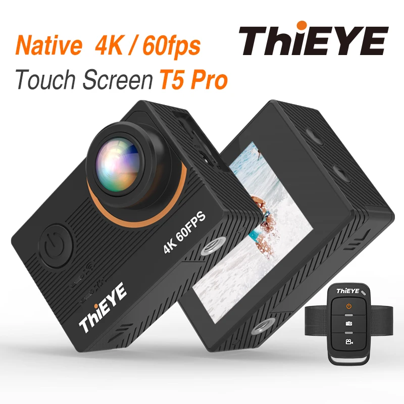 ThiEYE T5 Pro с живым потоком WiFi Экшн-камера Real 4K Ultra HD Спортивная камера с дистанционным управлением EIS Distortion 60 м водонепроницаемая