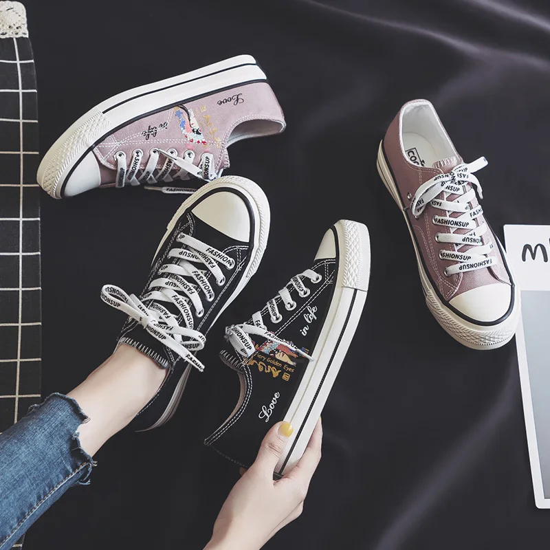 

Canvas Shoes Women's Beijing Opera Facial Makeup Original Home Ulzzang Board Shoes Trend Versatile Casual Lace Up Low Top Shoes