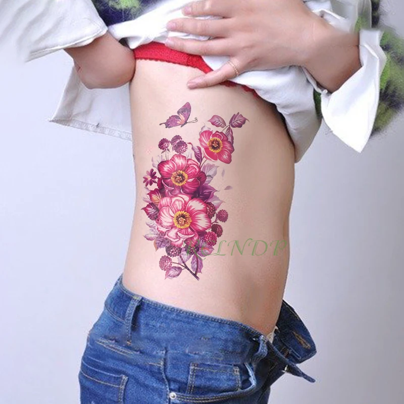 Водонепроницаемые временные тату наклейки цветок Роза поддельные флэш на ноги