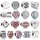 Подвеска сделай сам, красный поезд, поцелующийся Яркий орнамент, имитация любовного сердца, браслет Pandora, ювелирные изделия