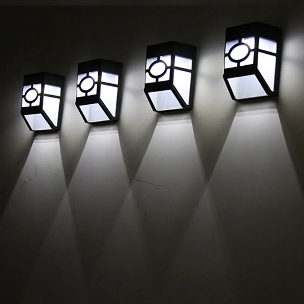 Солнечный 2 светодиодный Открытый Сад Стены Путь Двор ландшафтный светильник ing