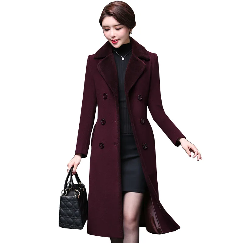 Новинка Женское шерстяное пальто зима 2020 модная теплая кашемировая длинная